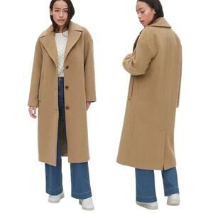 Gap Oversized Longline Wool Blend Coat Button Front Camel Tan Size XXL